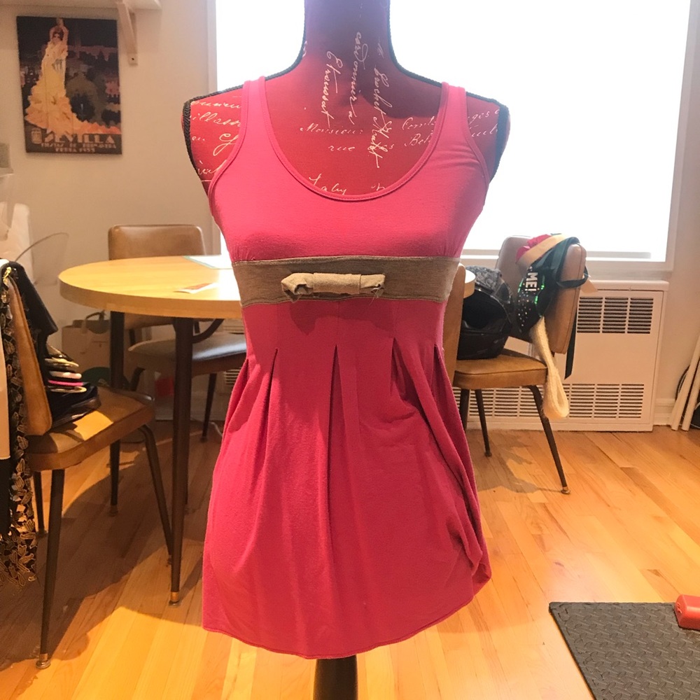 Pink and grey racerback tank with bow
